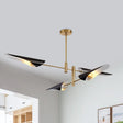 Modern 2 - Tier Spiked Iron Ceiling Chandelier With 4 Rotating Heads - Black/White Semi Flush Mount
