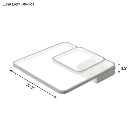 Modern 2 - Tier White Semi Flush Led Ceiling Light - Warm/White Acrylic Fixture 16.5’/20.5’ Wide