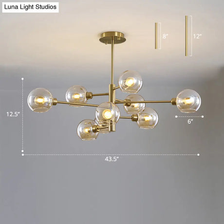 Contemporary Sputnik Chandelier - Glass Living Room Ceiling Light Fixture +