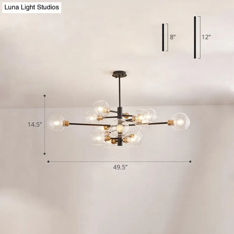 Contemporary Sputnik Chandelier - Glass Living Room Ceiling Light Fixture +