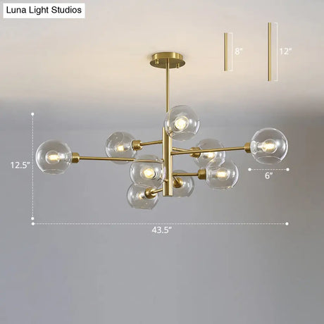 Contemporary Sputnik Chandelier - Glass Living Room Ceiling Light Fixture +