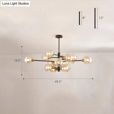 Contemporary Sputnik Chandelier - Glass Living Room Ceiling Light Fixture +