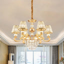 Modern 3-Tier Gold Crystal Chandelier With Conic Shade - 6/8 Heads Perfect For Living Room 6 /