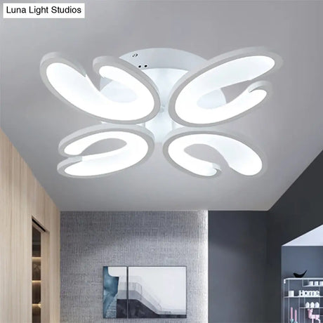 Modern 4/6/9 - Head U - Shaped Acrylic Shade Flush Mount Ceiling Light In White – Warm/White/Natural