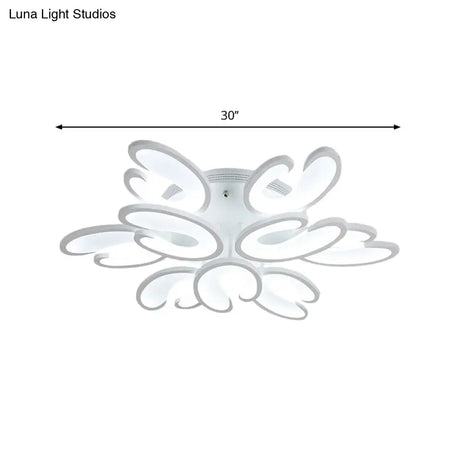 Modern 4/6/9 - Head U - Shaped Acrylic Shade Flush Mount Ceiling Light In White – Warm/White/Natural
