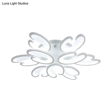 Modern 4/6/9 - Head U - Shaped Acrylic Shade Flush Mount Ceiling Light In White – Warm/White/Natural