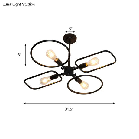 Modern 4-Light Black Metal Ceiling Mount Lamp For Living Room