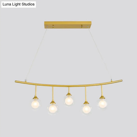 Modern 5-Bulb Gold Island Pendant Light With Clear Glass Shade