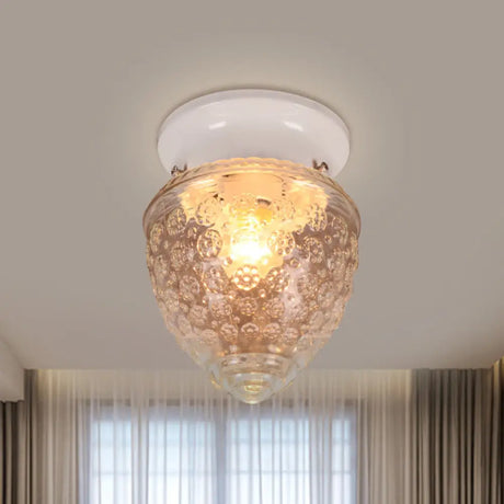 Modern Acorn Shape Flush Mount Clear Glass Light Fixture With 1 White/Black White