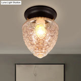 Modern Acorn Shape Flush Mount Clear Glass Light Fixture With 1 White/Black