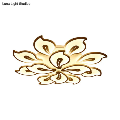 Modern Acrylic Bauhinia Flush Ceiling Light With Led 3/5/9-Light Fixture In Warm/White/Natural
