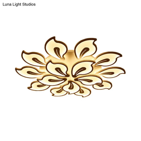 Modern Acrylic Bauhinia Flush Ceiling Light With Led 3/5/9-Light Fixture In Warm/White/Natural