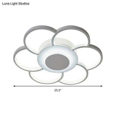 Modern Acrylic Blossom Led Ceiling Light In White For Kid’s Bedroom - Flush Mount Fixture