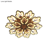Modern Acrylic Floral Ceiling Mount Light Fixture - Coffee Finish 12/15 Lights Warm/White/3 Color