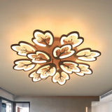 Modern Acrylic Floral Ceiling Mount Light Fixture - Coffee Finish 12/15 Lights Warm/White/3 Color