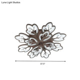 Modern Acrylic Floral Ceiling Mount Light Fixture - Coffee Finish 12/15 Lights Warm/White/3 Color
