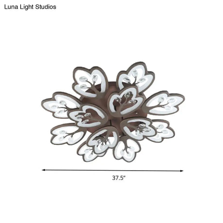 Modern Acrylic Floral Ceiling Mount Light Fixture - Coffee Finish 12/15 Lights Warm/White/3 Color
