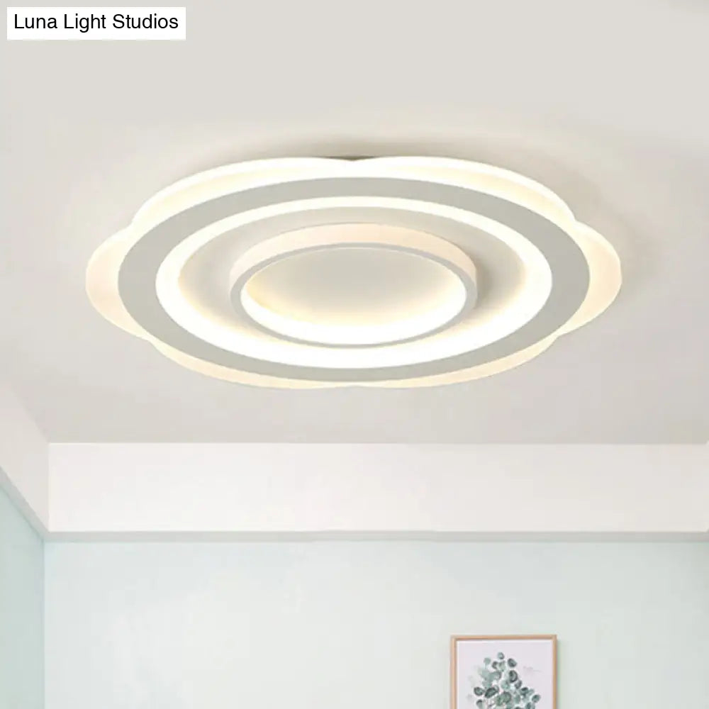 Modern Acrylic Flower Ceiling Light - 16’/19.5’/23.5’ Flushmount For Living Room In Warm/White