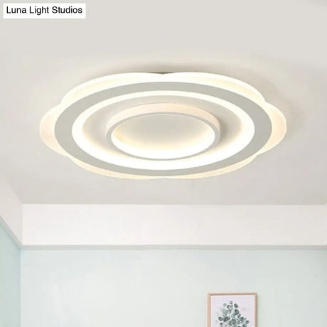 Modern Acrylic Flower Ceiling Light - 16’/19.5’/23.5’ Flushmount For Living Room In Warm/White