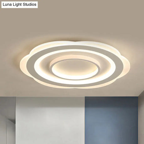 Modern Acrylic Flower Ceiling Light - 16’/19.5’/23.5’ Flushmount For Living Room In Warm/White