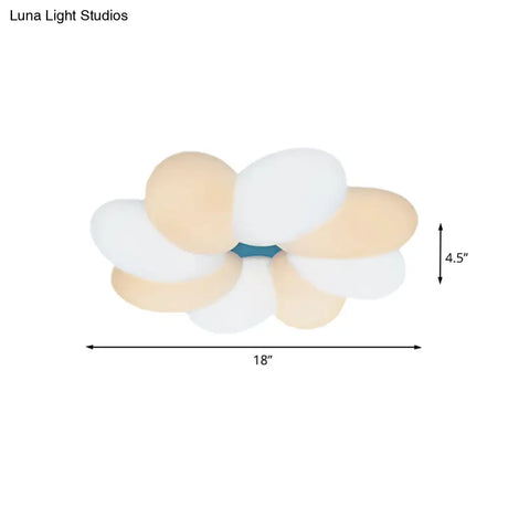 Modern Acrylic Flower Flush Ceiling Lamp For Child Bedroom - Led 18’/22’ Wide Warm/White Light