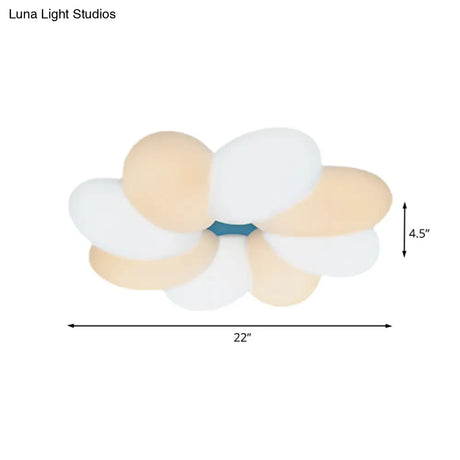 Modern Acrylic Flower Flush Ceiling Lamp For Child Bedroom - Led 18’/22’ Wide Warm/White Light