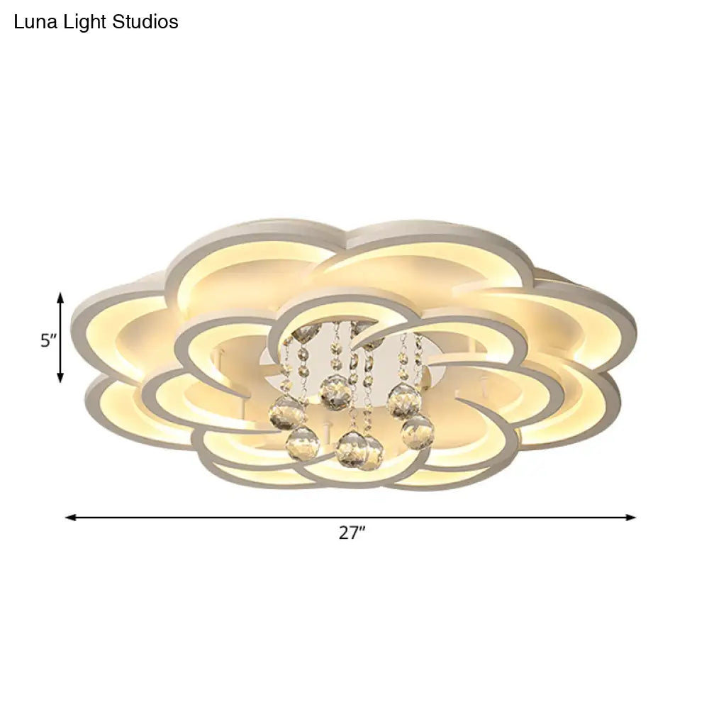 Modern Acrylic Flower Led Ceiling Light - Warm/White 20.5’/27’/31.5’ Wide For Living Room