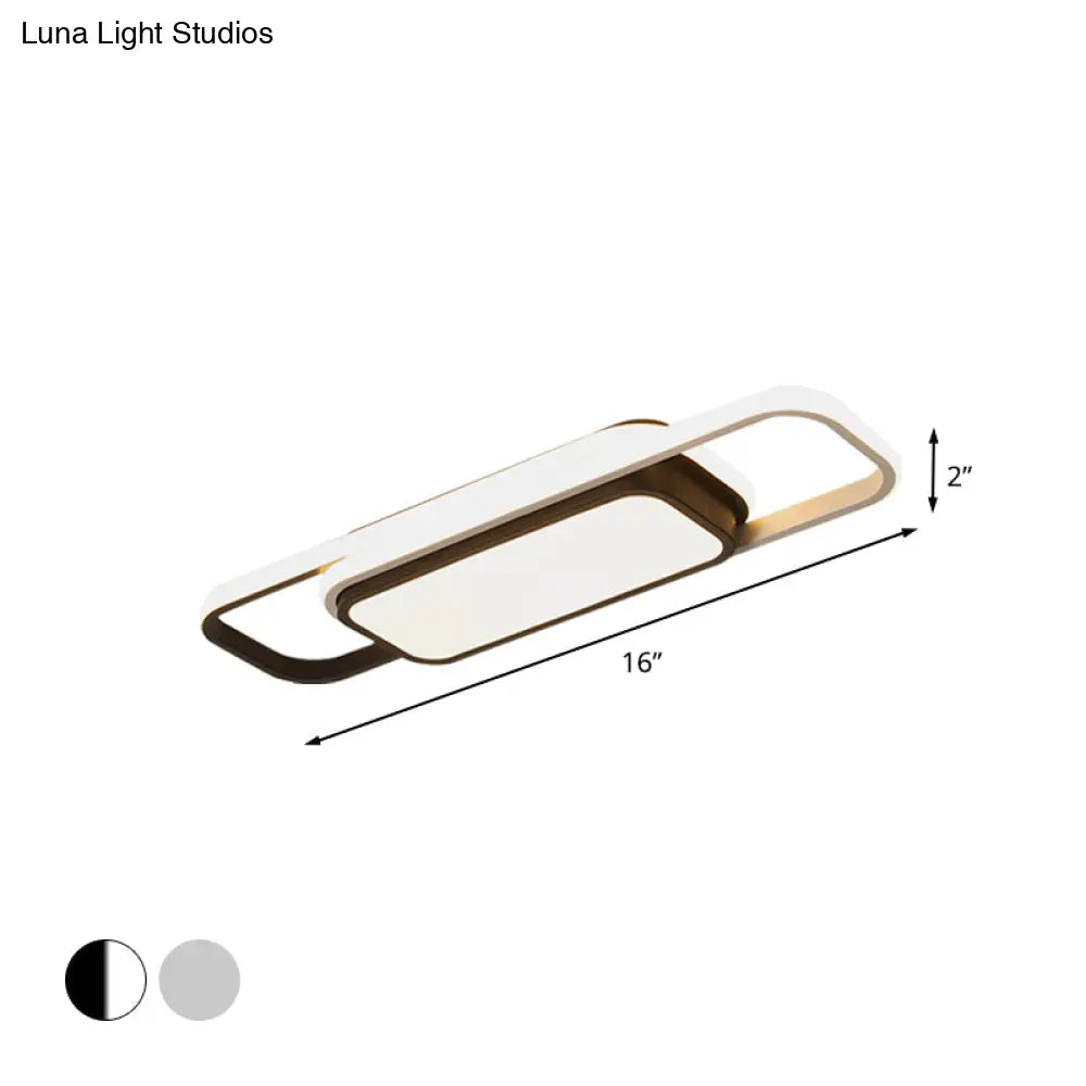 Modern Acrylic Flush Light Fixture - Grey/Black & White Led Flushmount (16’/23.5’) Warm/White