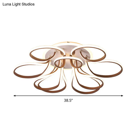 Modern Acrylic Flush Mount Ceiling Light Fixture - Bend Design 9/12 Heads Brown 38.5’/46.5’