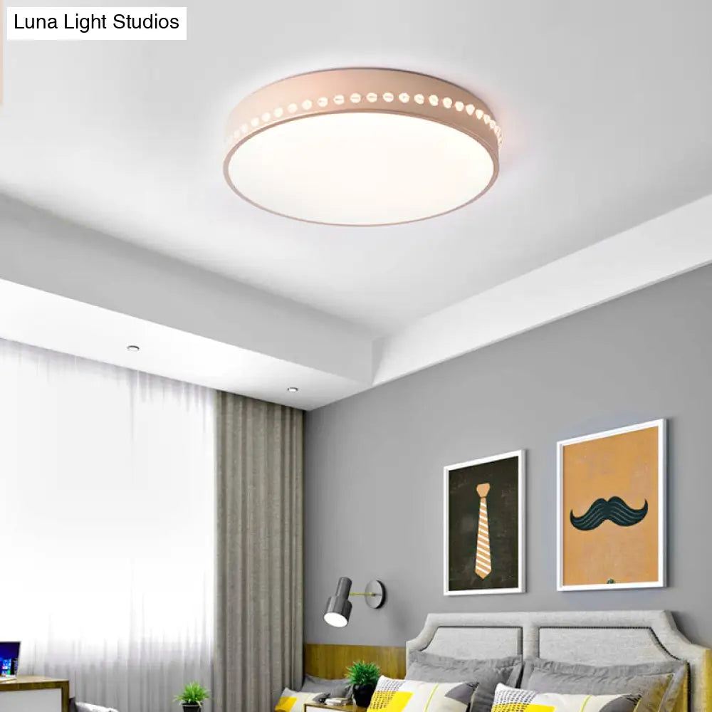 Modern Acrylic Flush Mount Drum Ceiling Light Fixture Led Black/White/Grey Warm/White