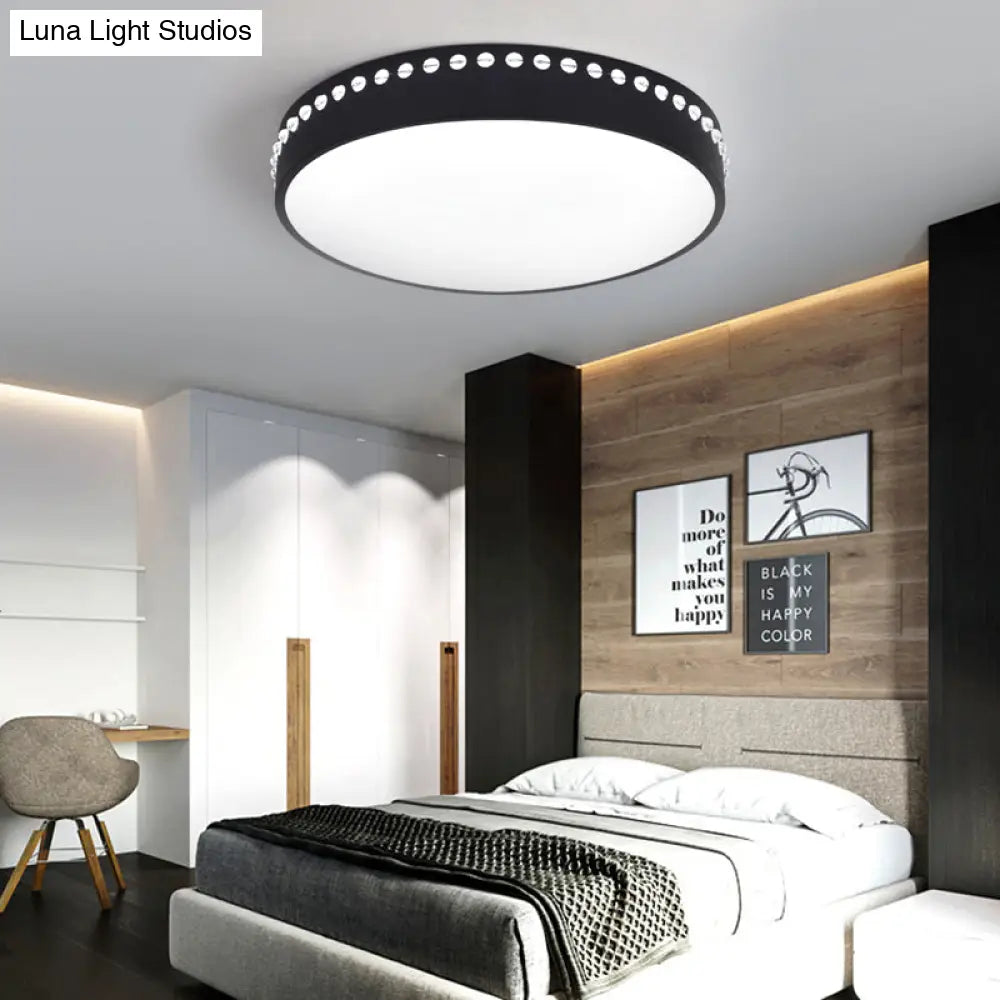Modern Acrylic Flush Mount Drum Ceiling Light Fixture Led Black/White/Grey Warm/White