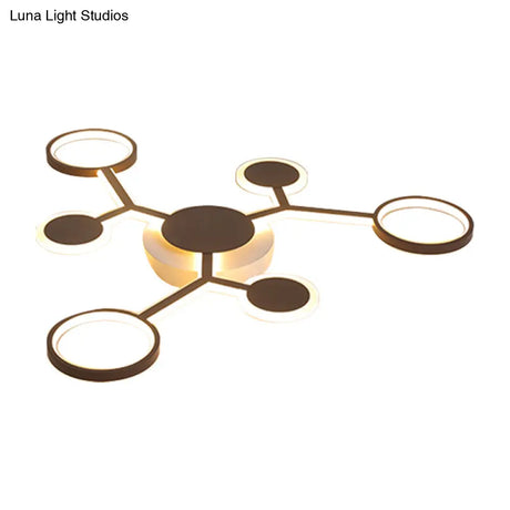 Modern Acrylic Flush Mount Lamp With Starburst Design And 6/8/10 Warm Led Lights In White