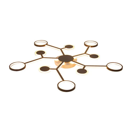 Modern Acrylic Flush Mount Lamp With Starburst Design And 6/8/10 Warm Led Lights In White