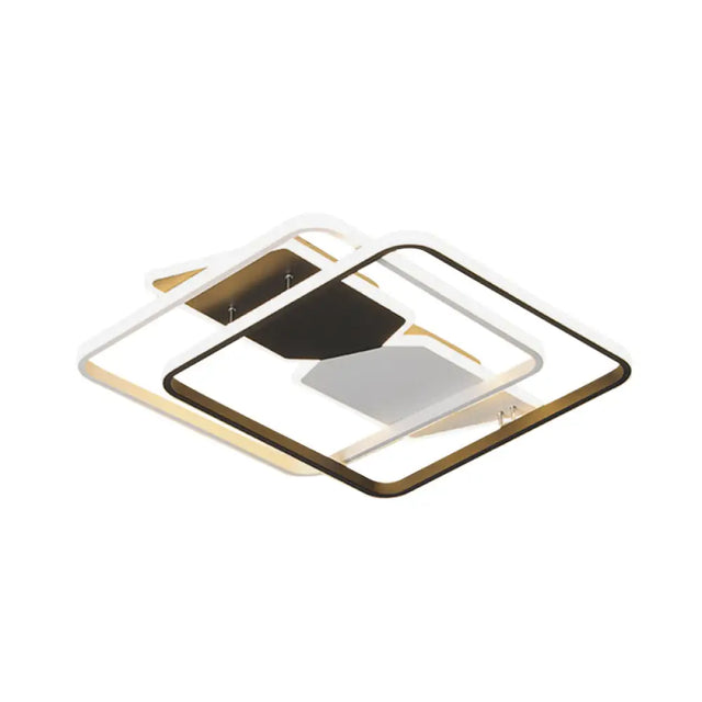 Modern Acrylic Flush Mount Led Ceiling Light In Black - 16/19.5 Square Bedroom Lighting