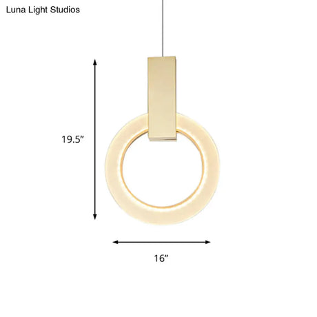 Modern Acrylic Gold Ring Pendant Light - 8’’/12’’/16’’ Dia 1-Light Ceiling Fixture
