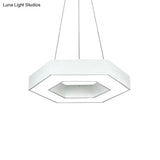 Modern Acrylic Hexagonal Pendant Led Ceiling Light (16/23.5/39) For Office - Black/White