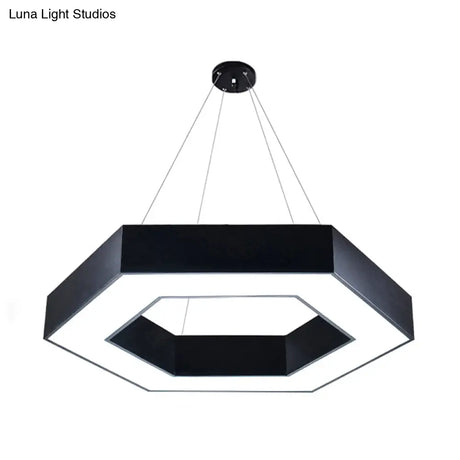 Modern Acrylic Hexagonal Pendant Led Ceiling Light (16/23.5/39) For Office - Black/White