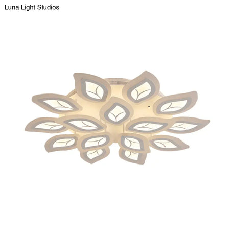 Modern Acrylic Leaf Flush Mount Light - 4/6/9-Light Led Ceiling Fixture In Warm/White/Natural