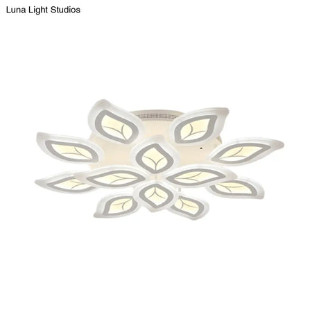 Modern Acrylic Leaf Flush Mount Light - 4/6/9-Light Led Ceiling Fixture In Warm/White/Natural