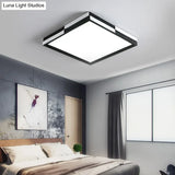 Modern Acrylic Led Black Flush Mount Light Warm/White 16’/19.5’/37.5’ Wide