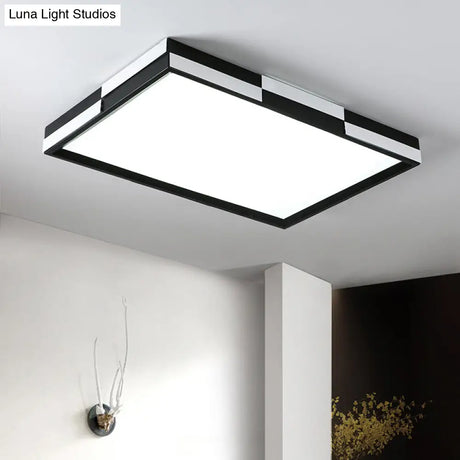 Modern Acrylic Led Black Flush Mount Light Warm/White 16’/19.5’/37.5’ Wide