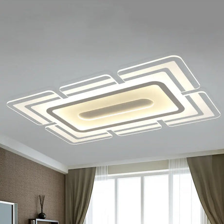 Modern Acrylic Led Ceiling Flush Mount Lamp - White Thinnest Pad With Slot Design Warm/White Light /