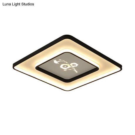 Modern Acrylic Led Ceiling Light Fixture In Black Square/Rectangular Flush Mount White/Warm