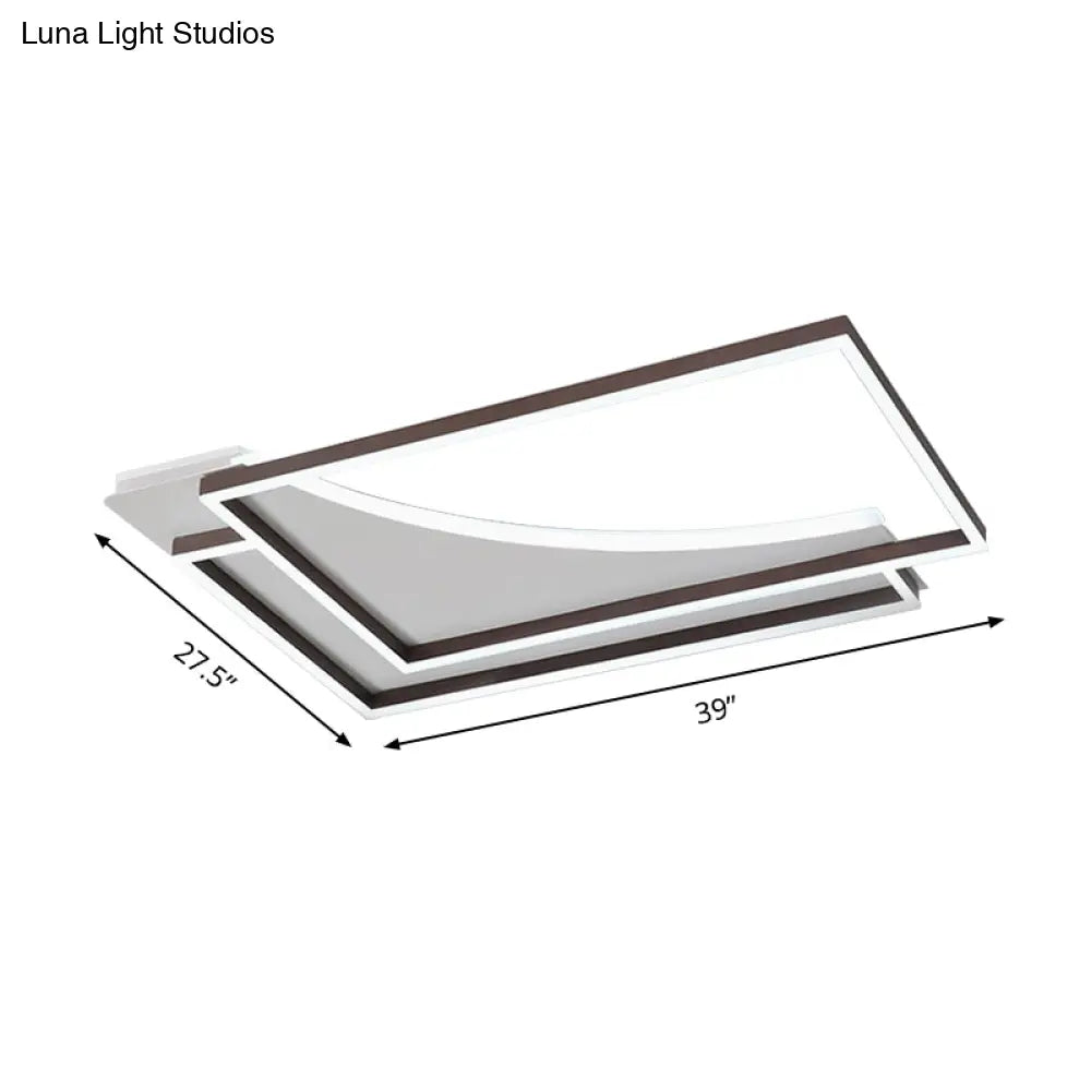 Modern Acrylic Led Ceiling Light In Coffee Brown Flush Mount Lamp With Overlapping Design