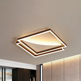 Modern Acrylic Led Ceiling Light In Coffee Brown Flush Mount Lamp With Overlapping Design