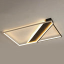Modern Acrylic Led Ceiling Light: Rectangle Lounge Flush Mount In Black & White / 35.5’ Natural