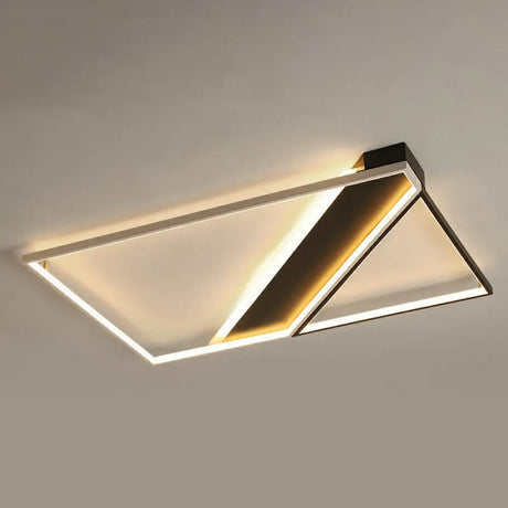 Modern Acrylic Led Ceiling Light: Rectangle Lounge Flush Mount In Black & White / 35.5’ Remote