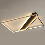 Modern Acrylic Led Ceiling Light: Rectangle Lounge Flush Mount In Black & White / 41’ Natural