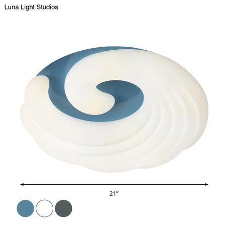 Modern Acrylic Led Flush Light Fixture In Grey/White/Blue - Cloud Design
