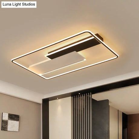 Modern Acrylic Led Flush Mount Ceiling Lamp - Black Warm/White Light 19.5’/37.5